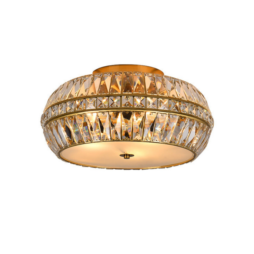 Gold Crystal Drum Flush Mount
