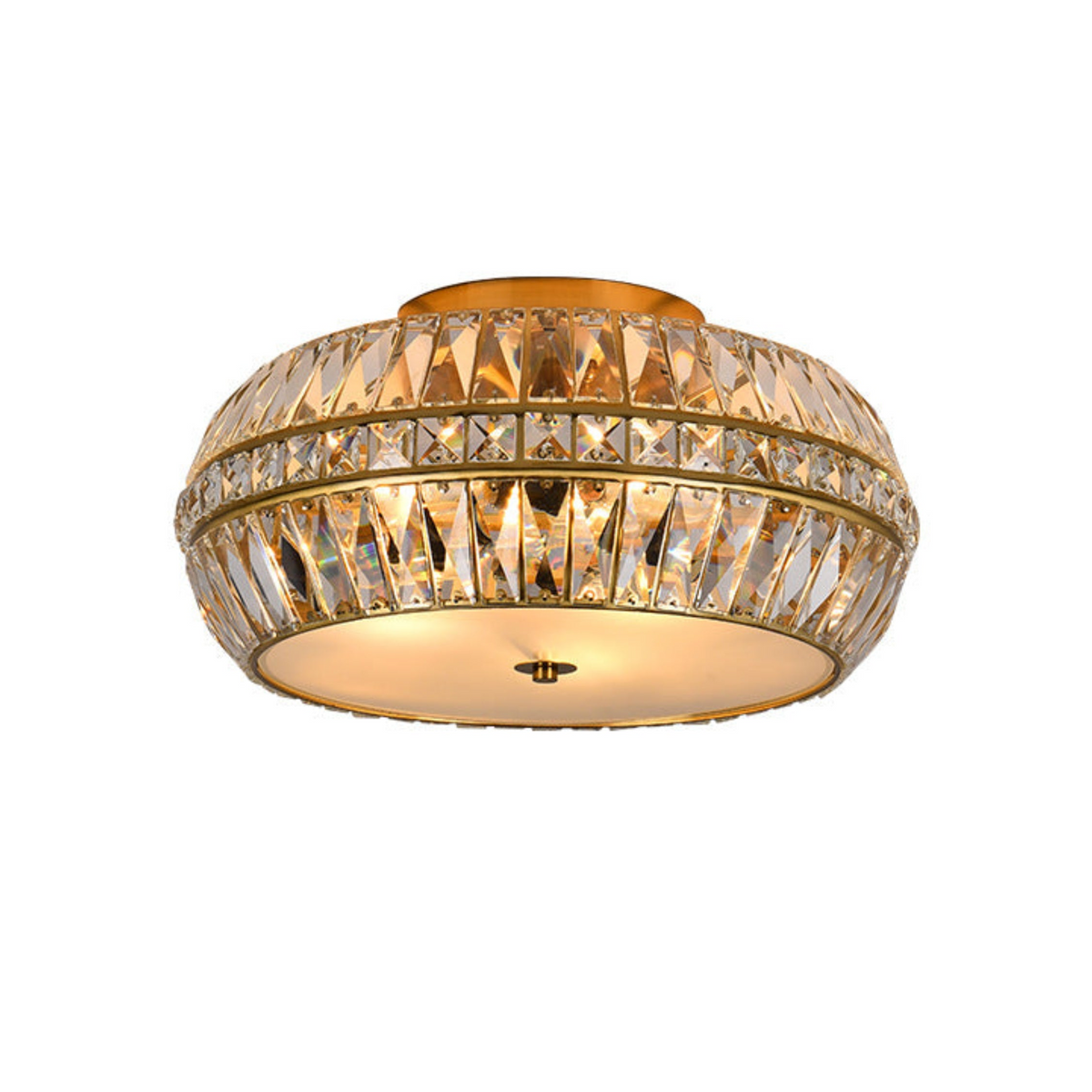 Gold Crystal Drum Flush Mount
