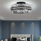 Gold Crystal Drum Flush Mount