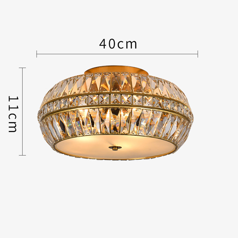 Gold Crystal Drum Flush Mount