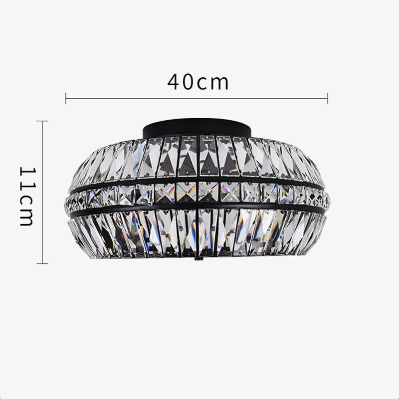 Gold Crystal Drum Flush Mount