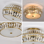 Gold Crystal Drum Flush Mount