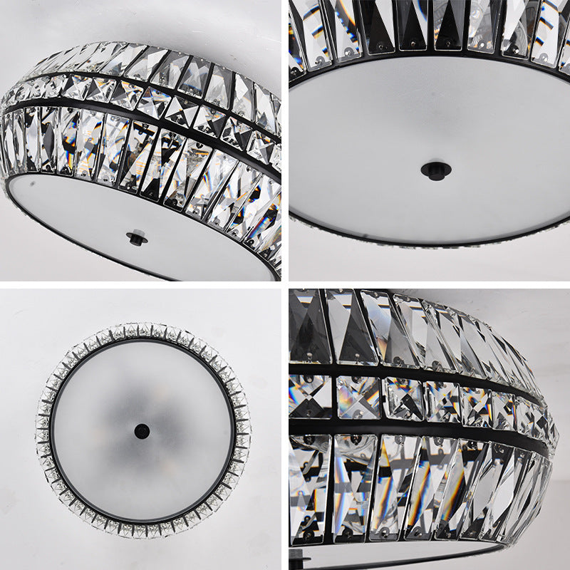 Gold Crystal Drum Flush Mount