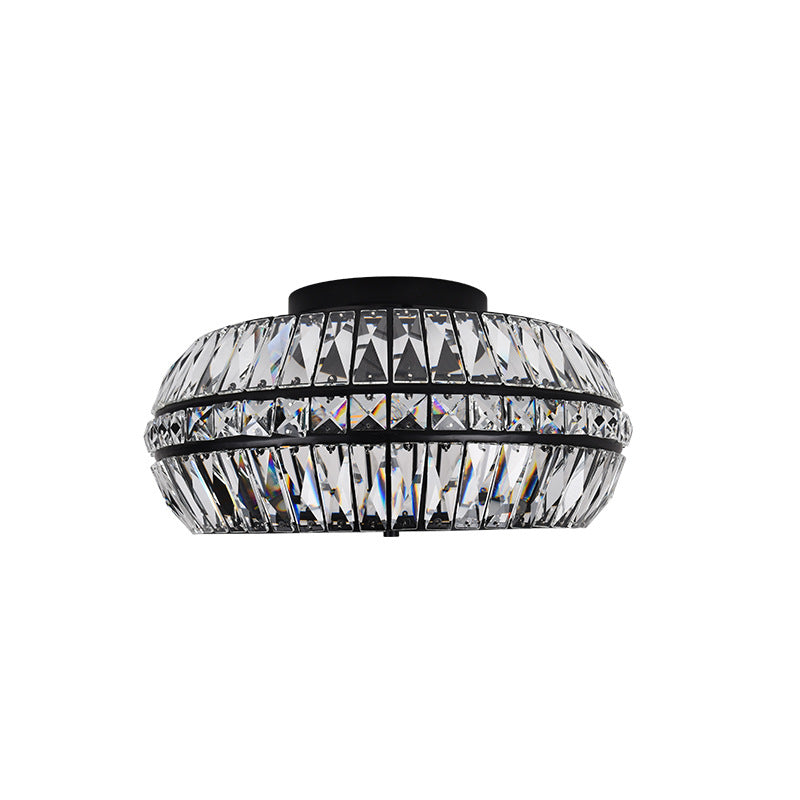 Gold Crystal Drum Flush Mount