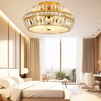 Gold Crystal Drum Flush Mount