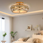 Gold Crystal Drum Flush Mount