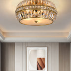 Gold Crystal Drum Flush Mount