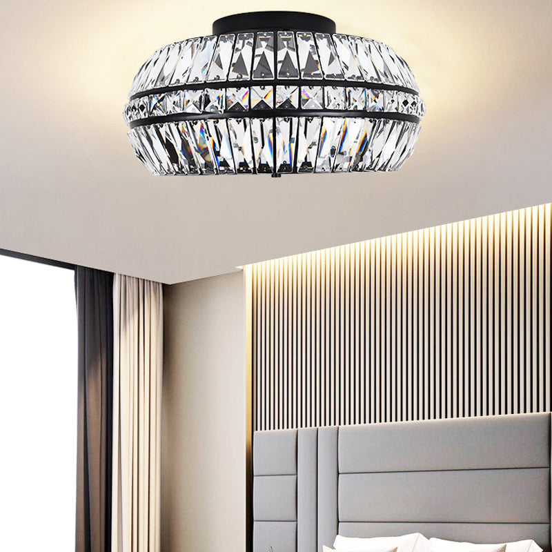 Gold Crystal Drum Flush Mount