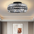 Gold Crystal Drum Flush Mount