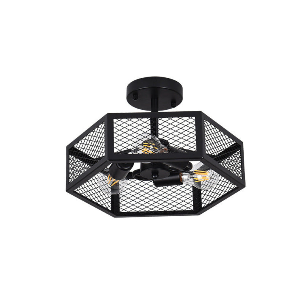 Hexagonal Cage Semi-Flush Mount