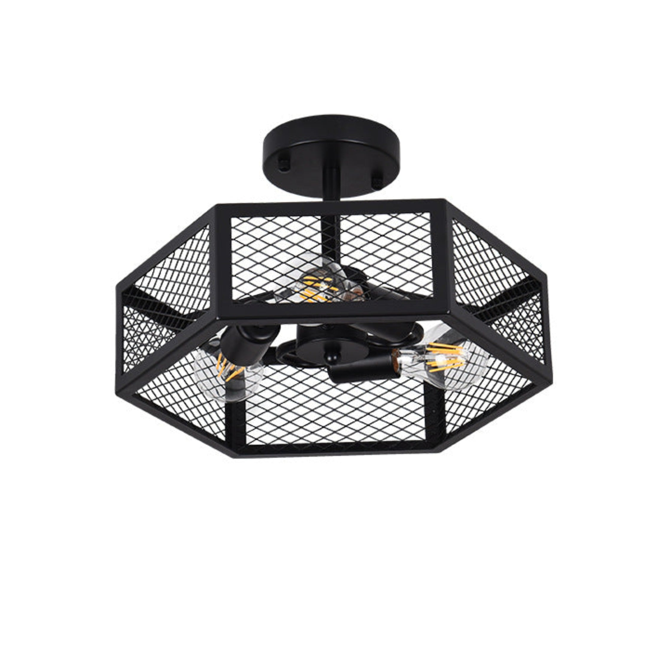 Hexagonal Cage Semi-Flush Mount