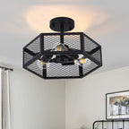 Hexagonal Cage Semi-Flush Mount