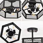 Hexagonal Cage Semi-Flush Mount