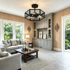 Hexagonal Cage Semi-Flush Mount