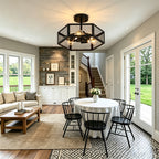 Hexagonal Cage Semi-Flush Mount