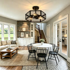 Hexagonal Cage Semi-Flush Mount