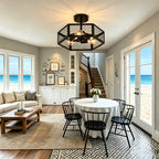 Hexagonal Cage Semi-Flush Mount