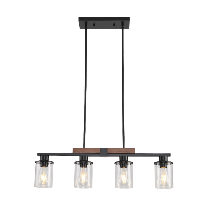 Linear Glass Cylinder Island Chandelier