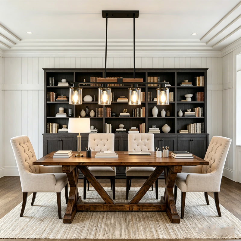 Linear Glass Cylinder Island Chandelier