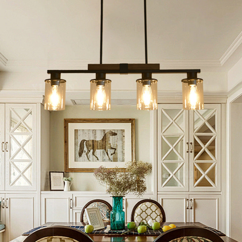 Linear Glass Cylinder Island Chandelier