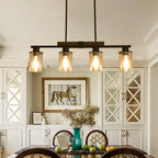 Linear Glass Cylinder Island Chandelier