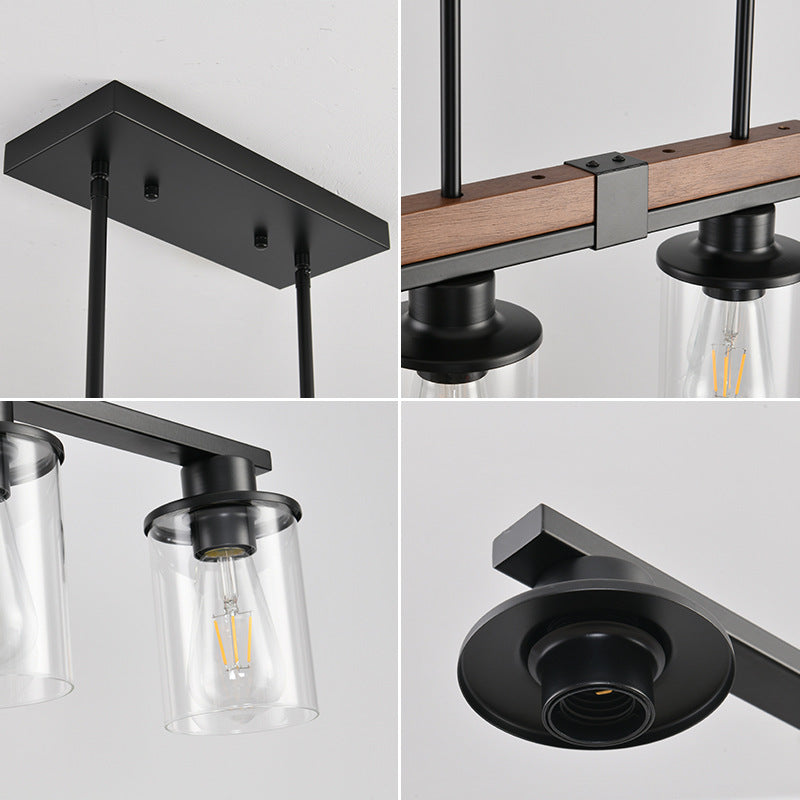 Linear Glass Cylinder Island Chandelier