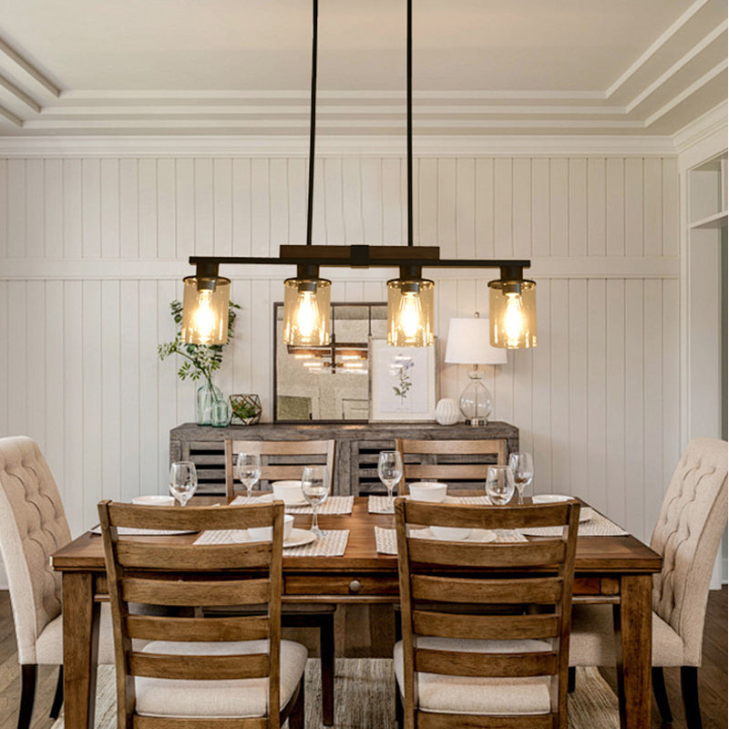 Linear Glass Cylinder Island Chandelier