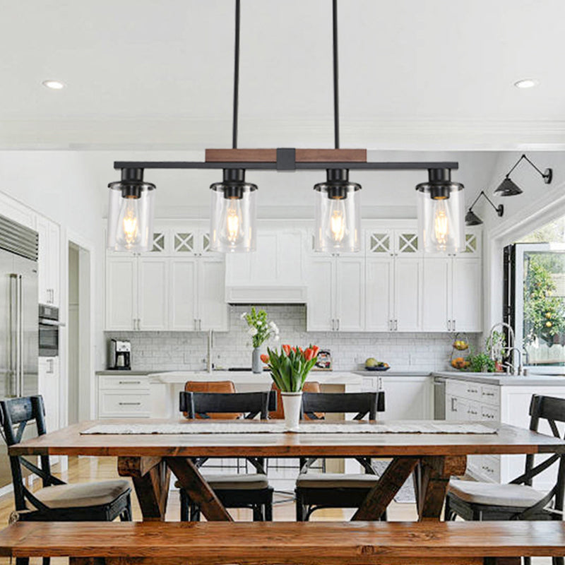 Linear Glass Cylinder Island Chandelier