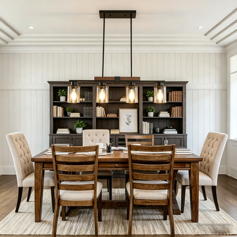 Linear Glass Cylinder Island Chandelier