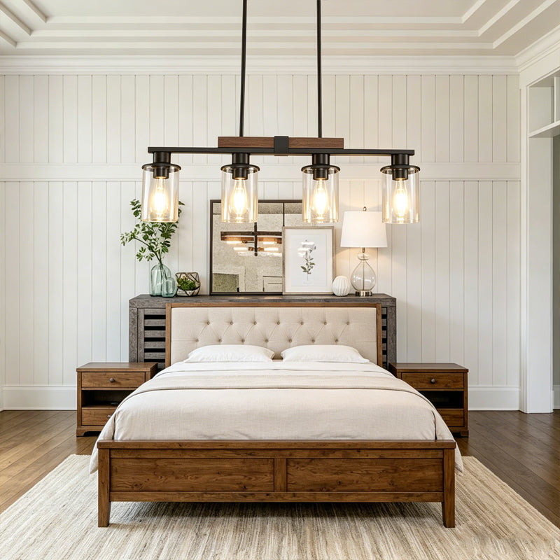 Linear Glass Cylinder Island Chandelier