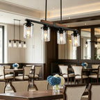 Linear Glass Cylinder Island Chandelier