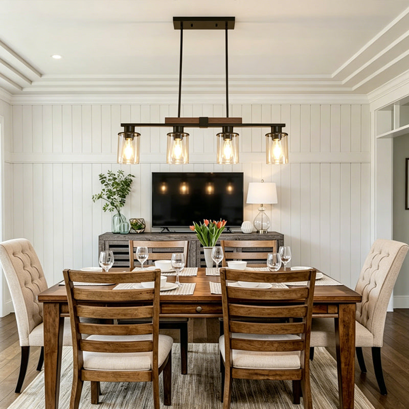 Linear Glass Cylinder Island Chandelier