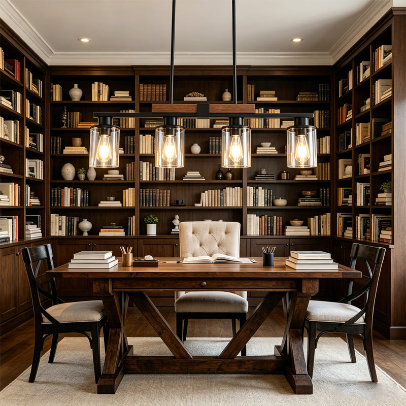 Linear Glass Cylinder Island Chandelier