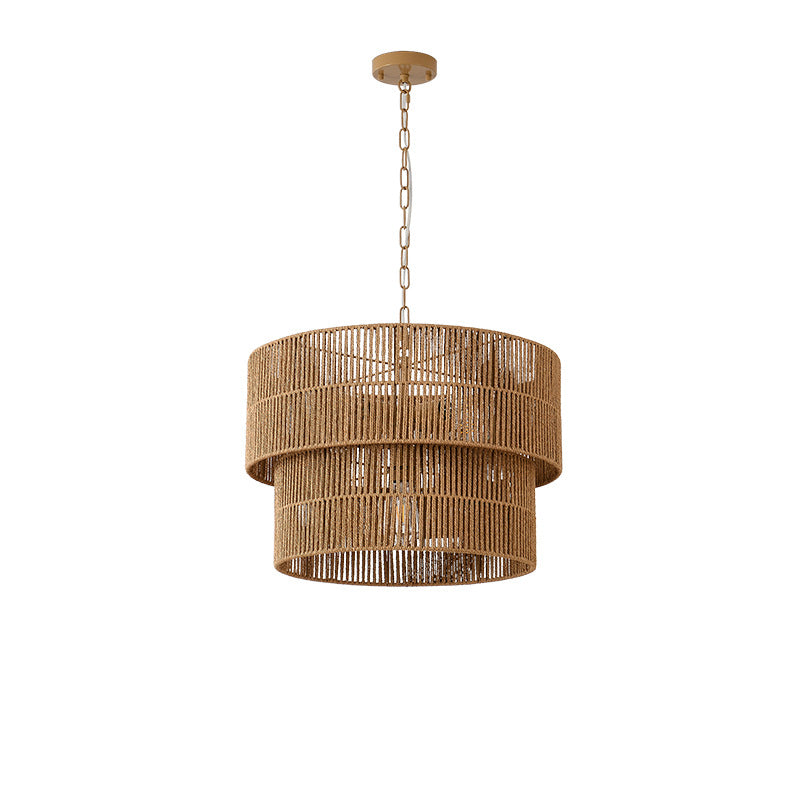 Malibu Straw Tiered Pendant Light