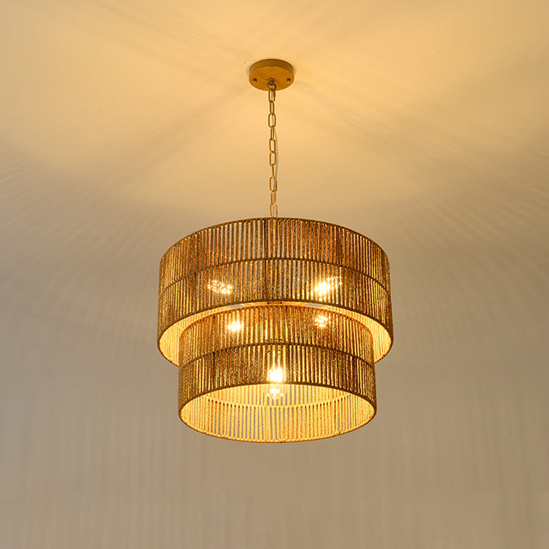 Malibu Straw Tiered Pendant Light