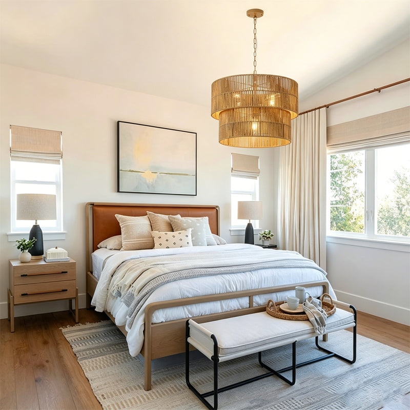 Malibu Straw Tiered Pendant Light