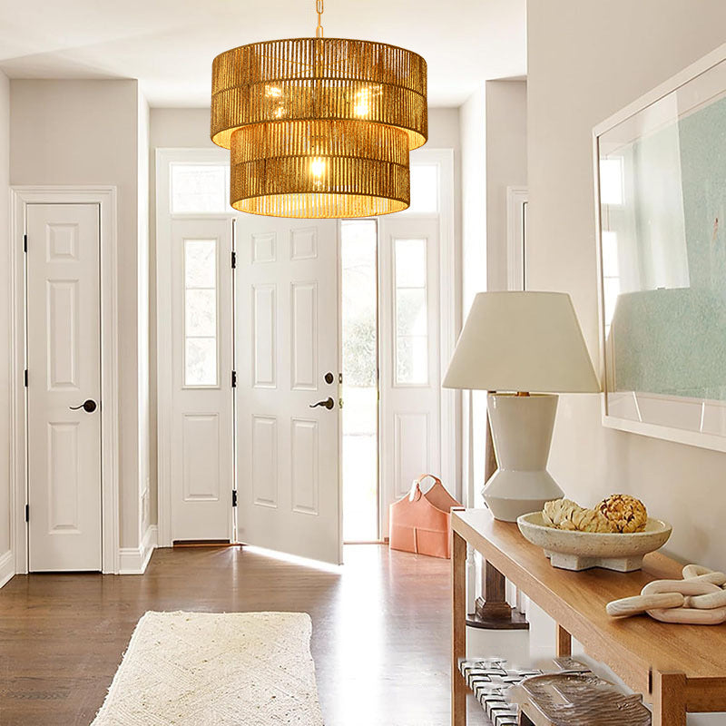 Malibu Straw Tiered Pendant Light