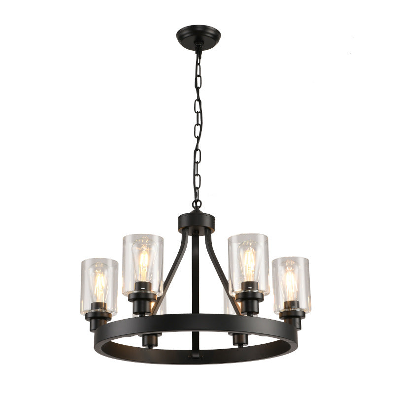 Matte Black Wagon Wheel Chandelier