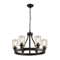 Matte Black Wagon Wheel Chandelier