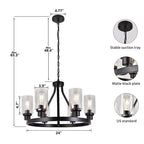 Matte Black Wagon Wheel Chandelier