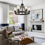 Matte Black Wagon Wheel Chandelier