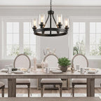 Matte Black Wagon Wheel Chandelier