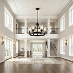 Matte Black Wagon Wheel Chandelier