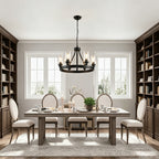 Matte Black Wagon Wheel Chandelier