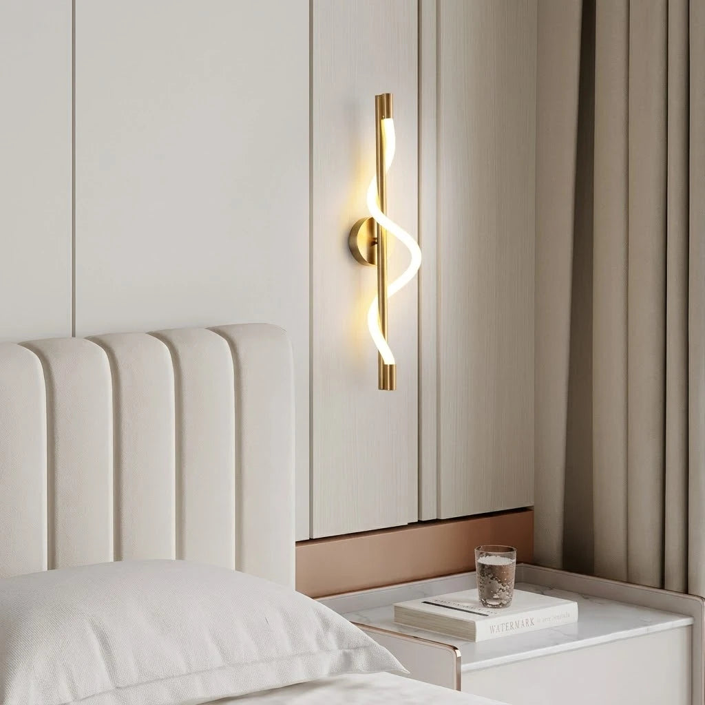 Modern Wave LED Wall Light as Bedside Ambient Lighting