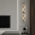 Spiral LED Linear Wall Sconce Beside Living Room TV Wall