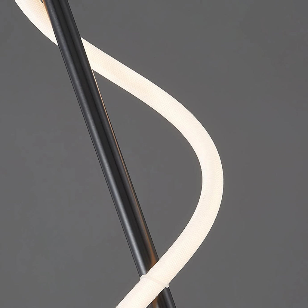 Close Up View of Black Metal Rod and Glowing Silicone LED Strip