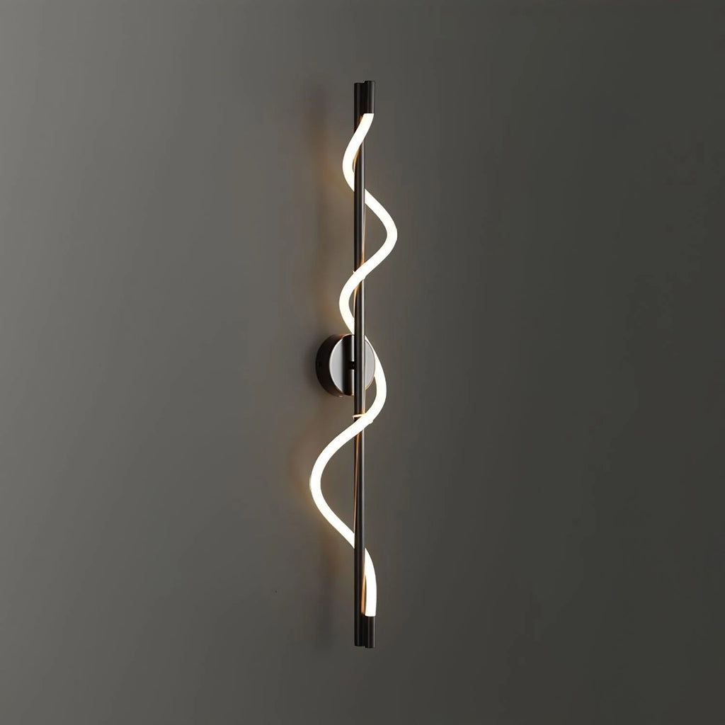 Illuminated Black Wave LED Linear Sconce Studio Display