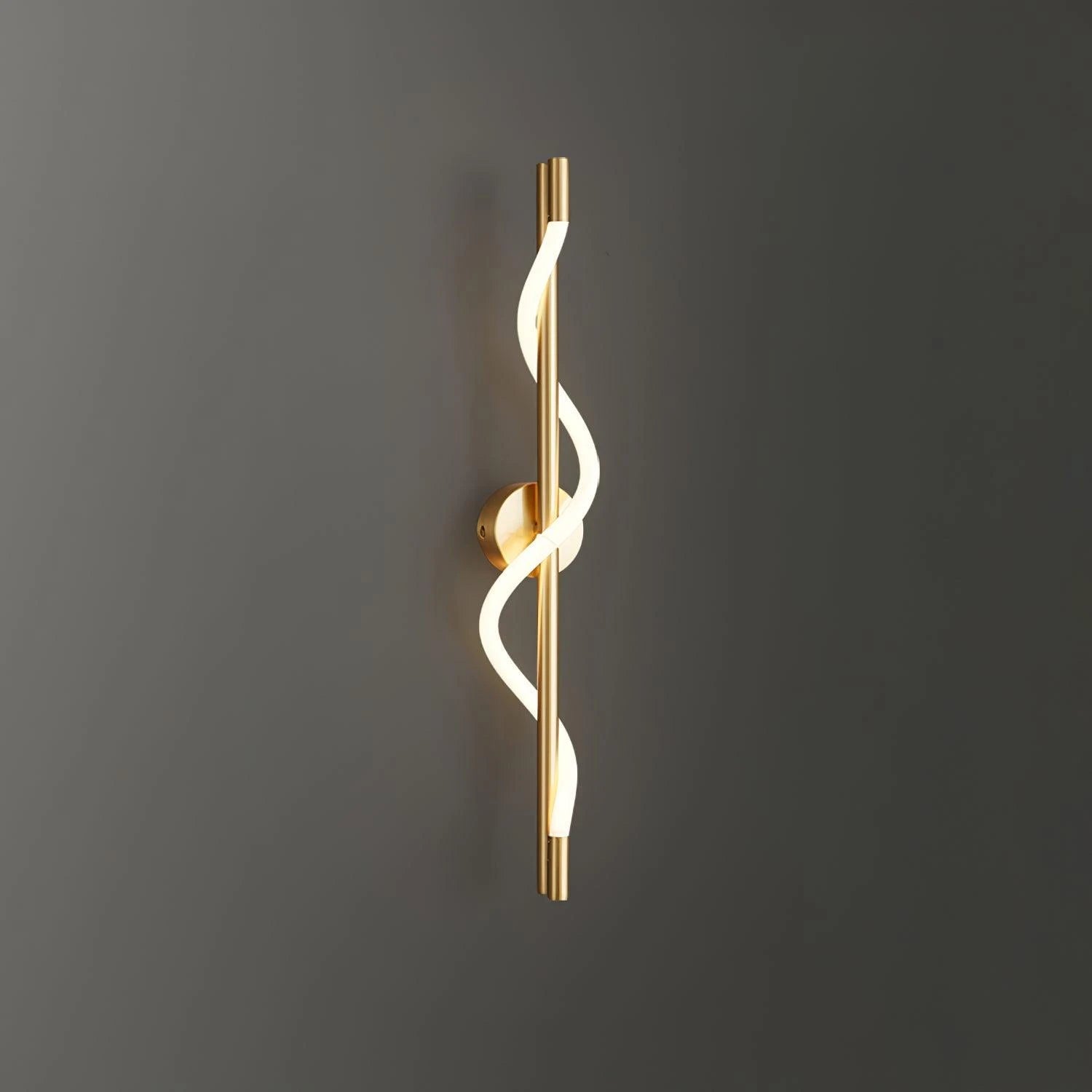 Illuminated Short Brass Wave LED Wall Light Studio Display