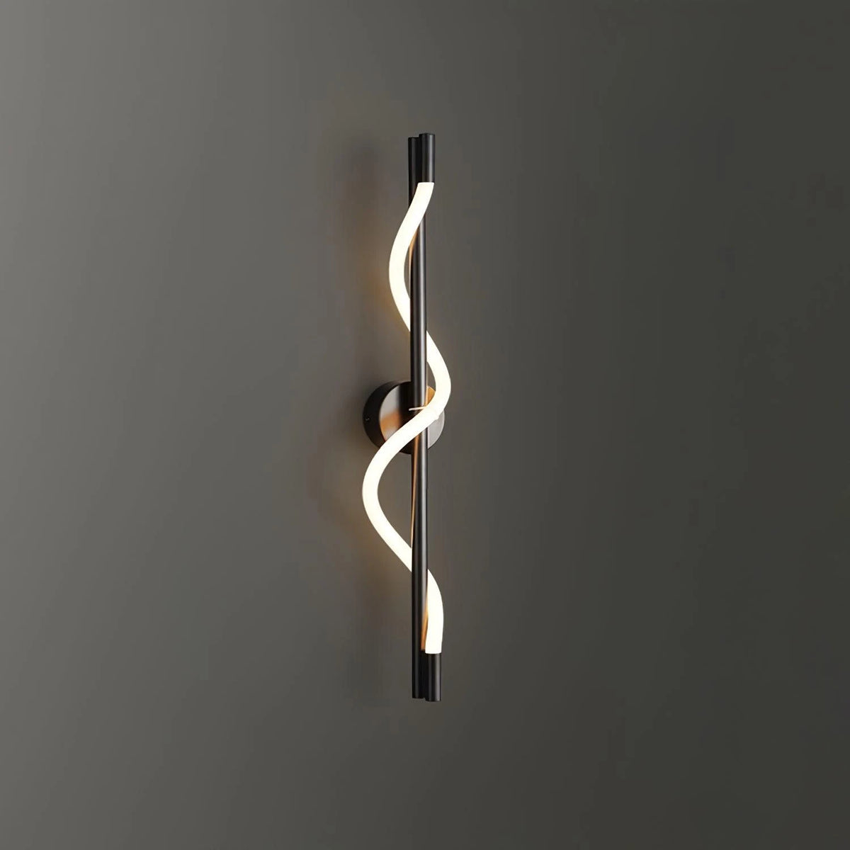 Illuminated Short Black Wave LED Wall Light Studio Display